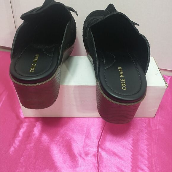 Womens SZ 10B Cole Haan CloudFeel All Day Bow Clogs - Black Suede, [W25917] - Picture 8 of 11